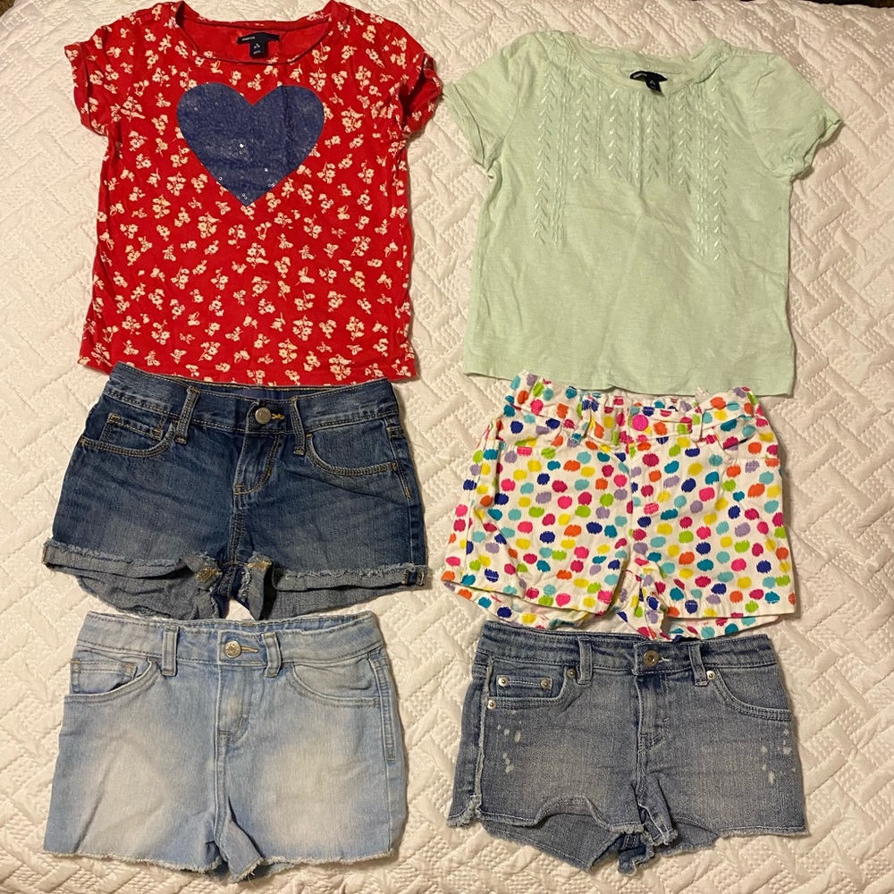 Pre-Owned Girls Shorts Shirts Size 6-7 Gap Cherokee Old Navy Childrens Place Lot